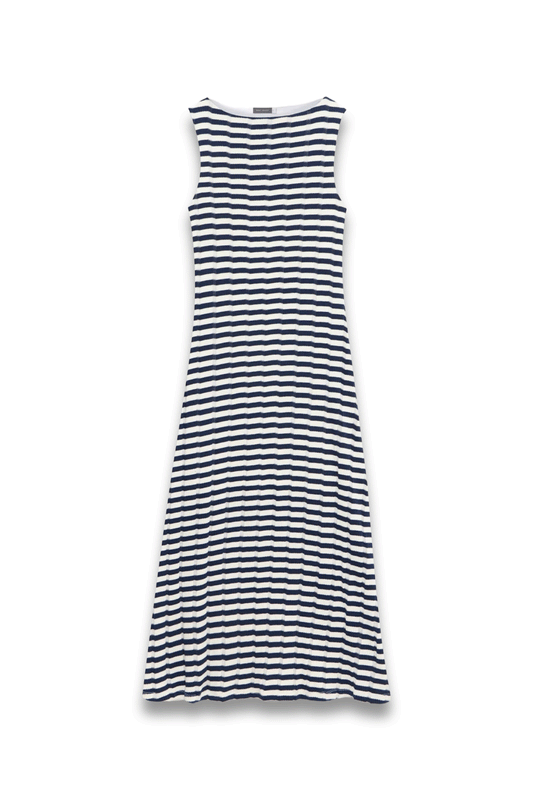 Blue Striped Jersey Maxi Dress