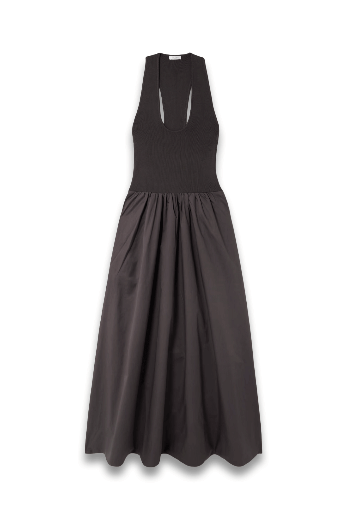 Ribbed-Knit and Cotton-Poplin Midi Dress