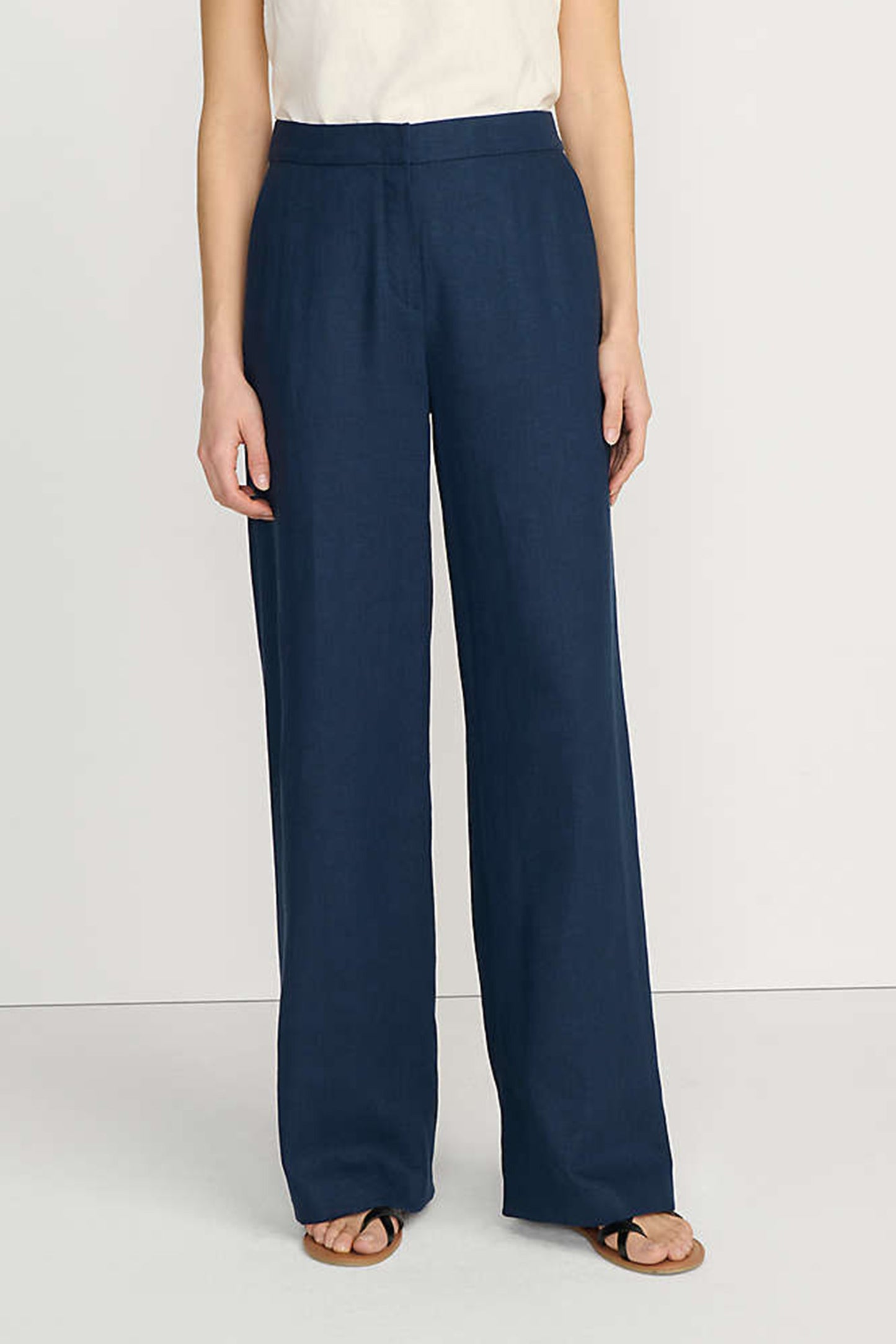 Wide Leg Linen Blend Trousers