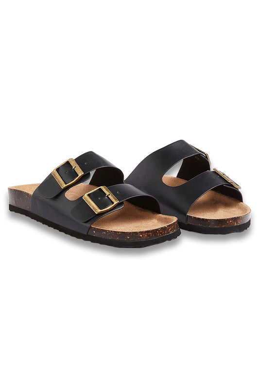 Double Buckle Footbed Sandals