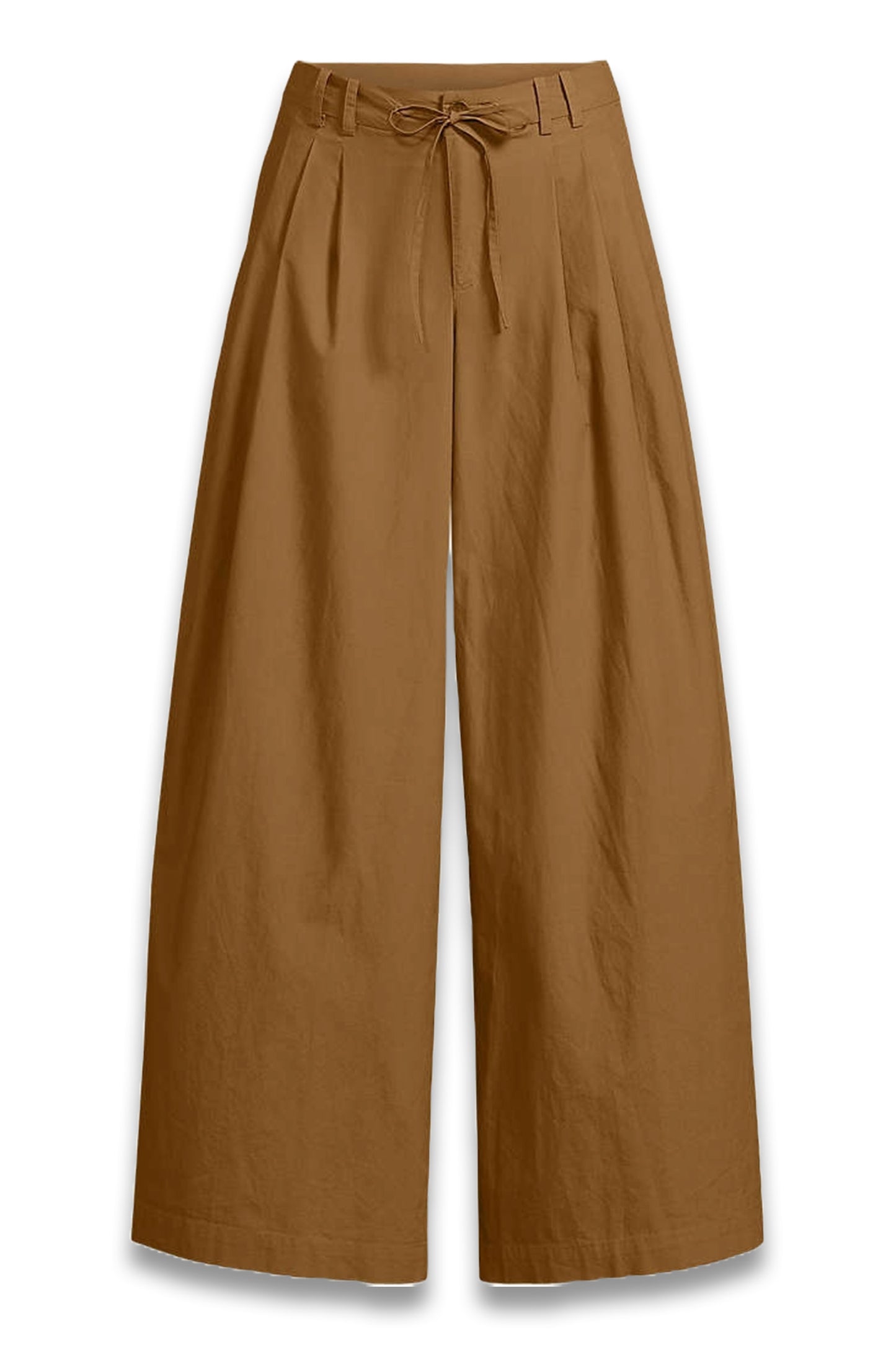 Wide Leg Pleated Poplin Trousers