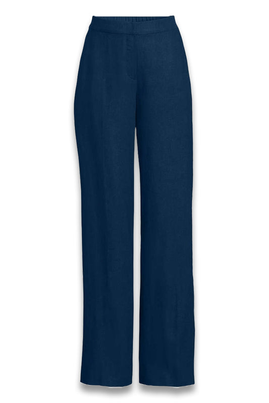 Wide Leg Linen Blend Trousers