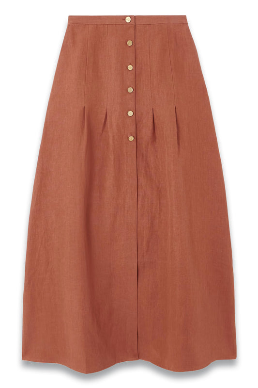 Hadera pleated organic linen-gauze maxi skirt
