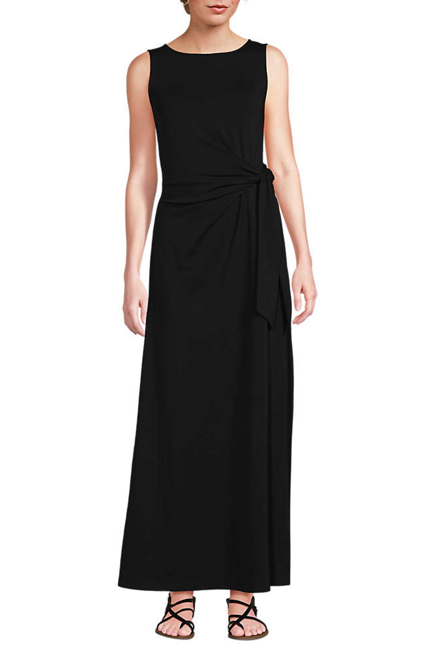 Sleeveless Jersey Tie Waist Maxi Dress