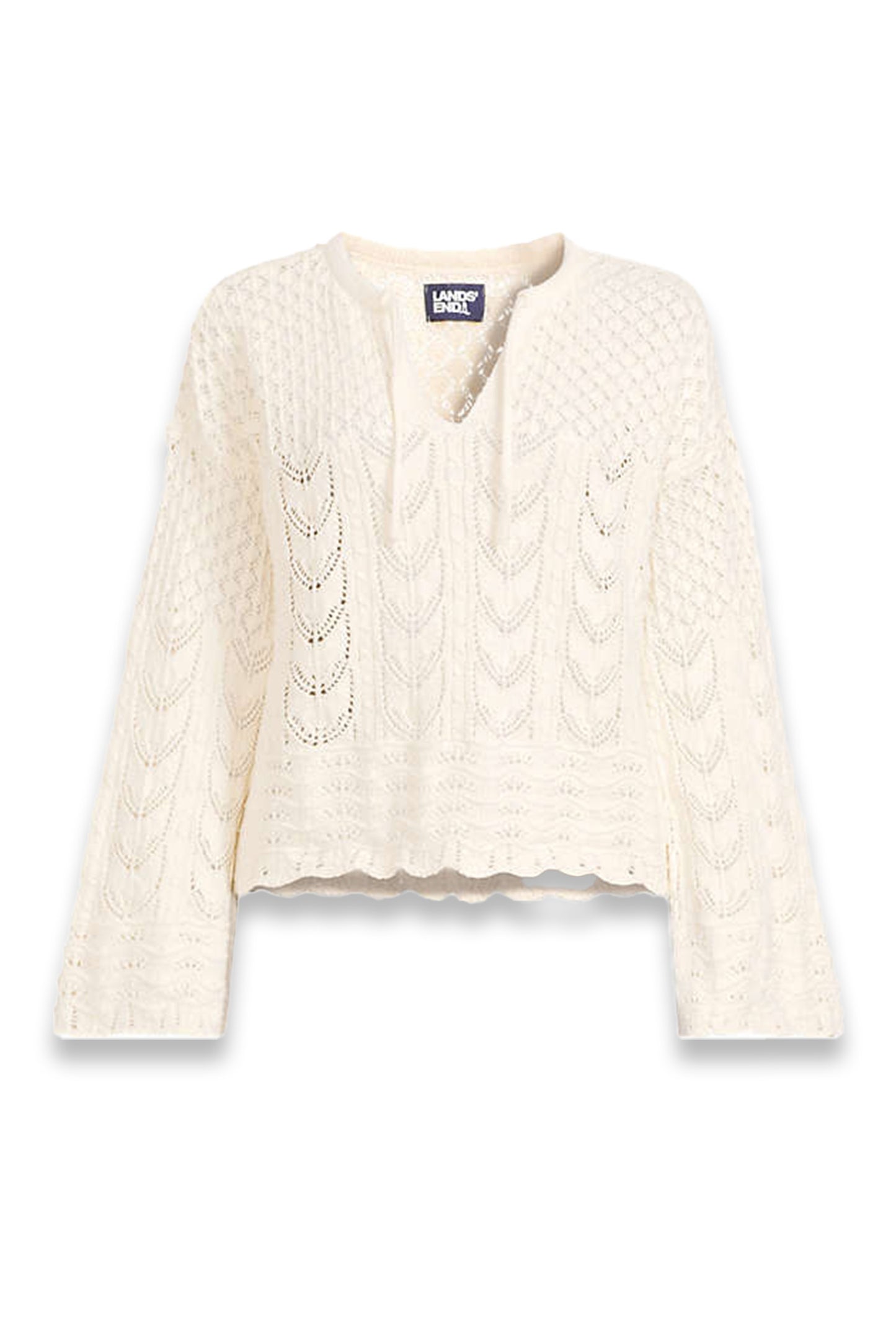 Cotton Pointelle Notch Neck Popover