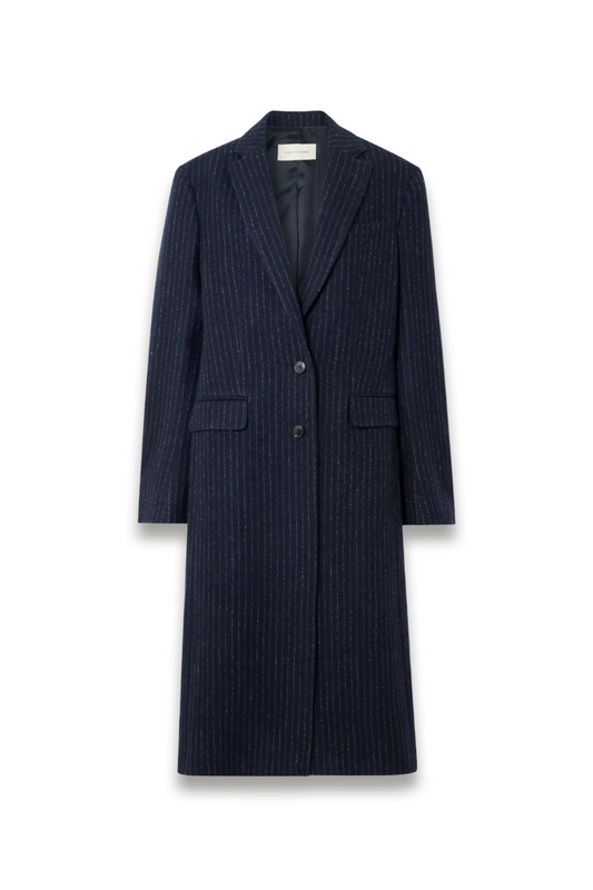 Pinstriped Wool-twill Coat