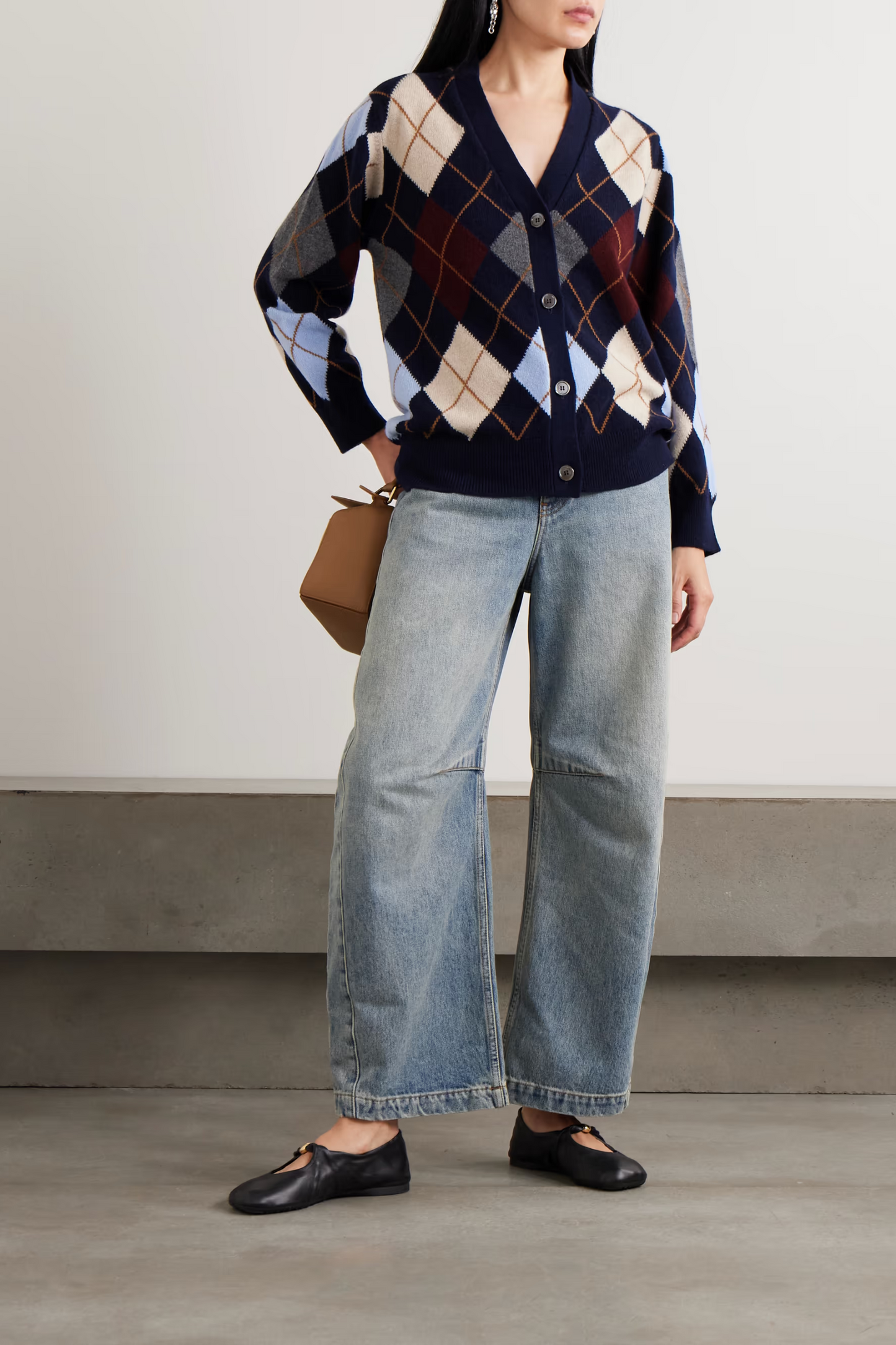 Embroidered High-rise Barrel-leg Jeans
