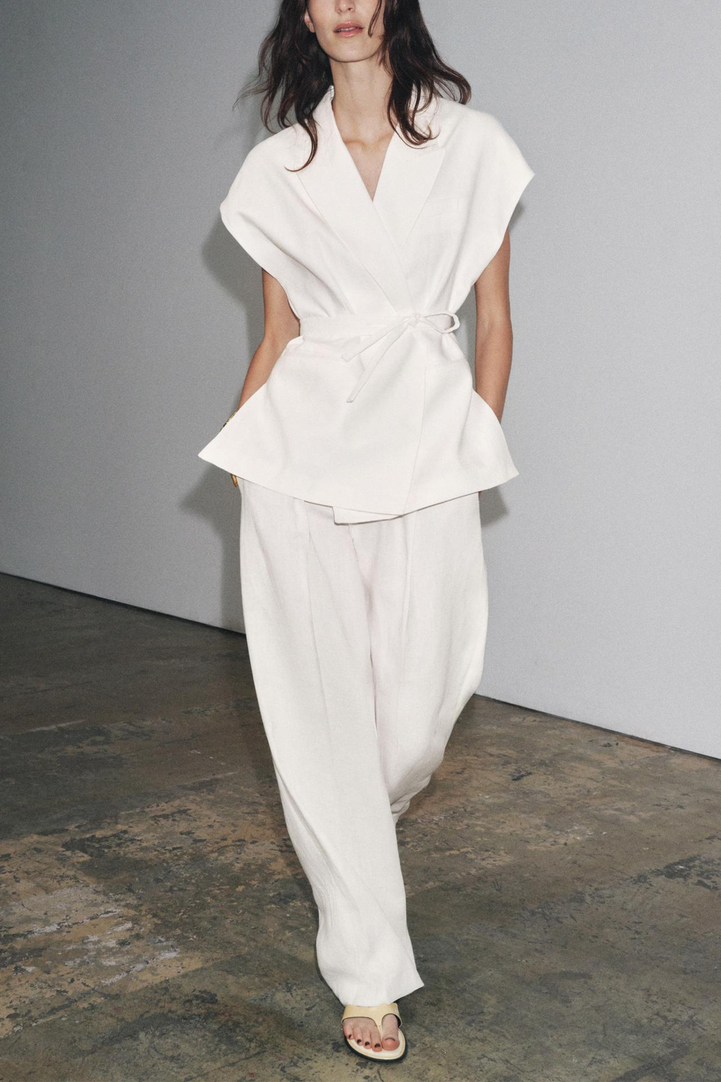 Linen Blend Pleated Trousers ZW Collection