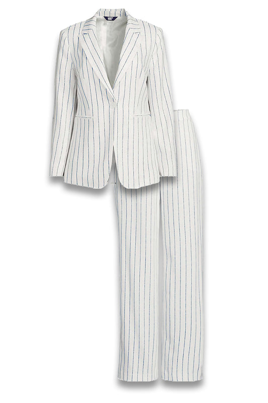 Linen Blend Blazer and Wide Leg Trousers