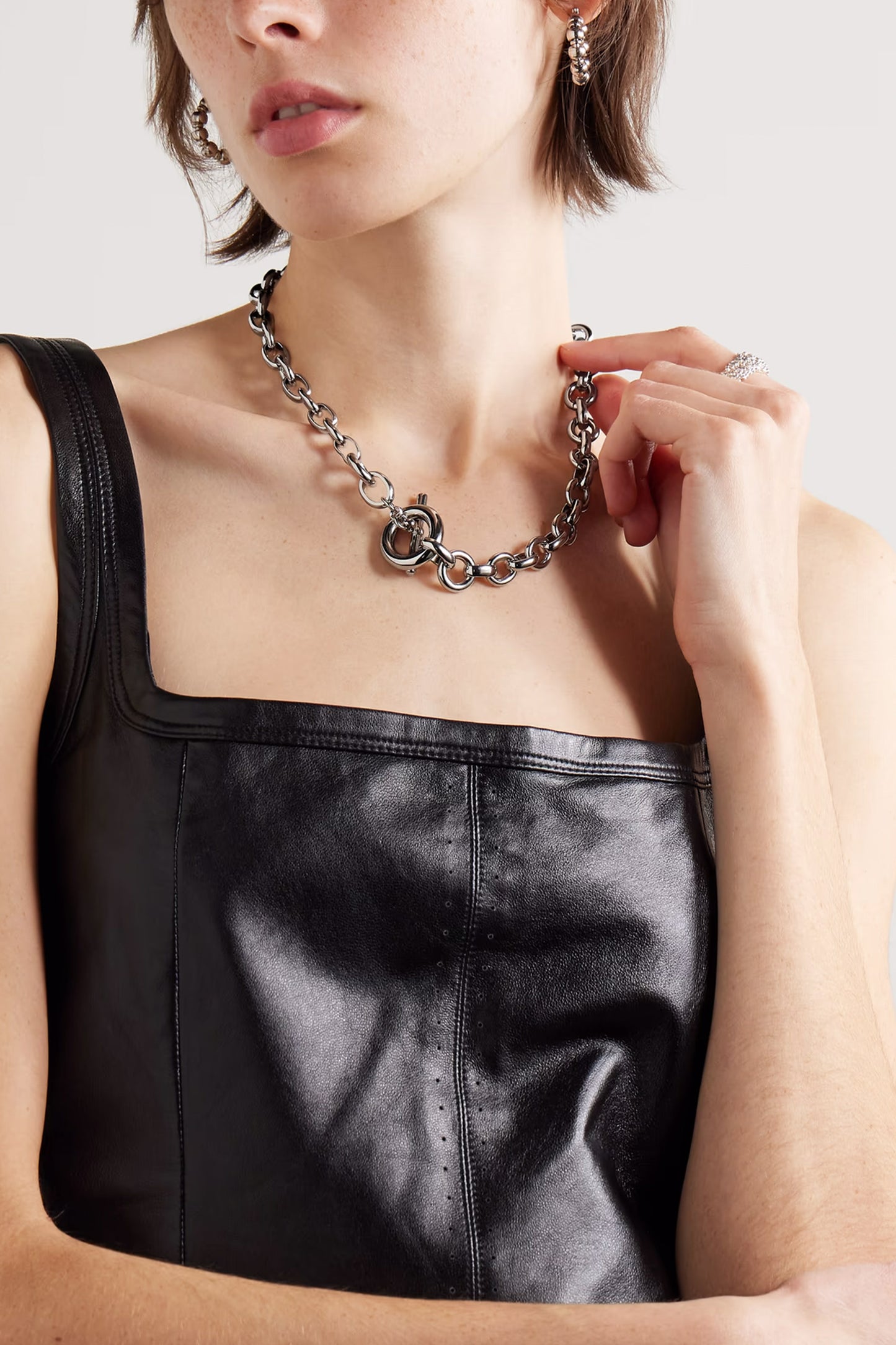 Portrait recycled platinum-plated necklace