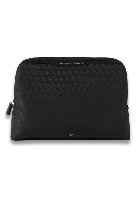 Lotions and Potions Leather-trimmed Jacquard Cosmetics Case