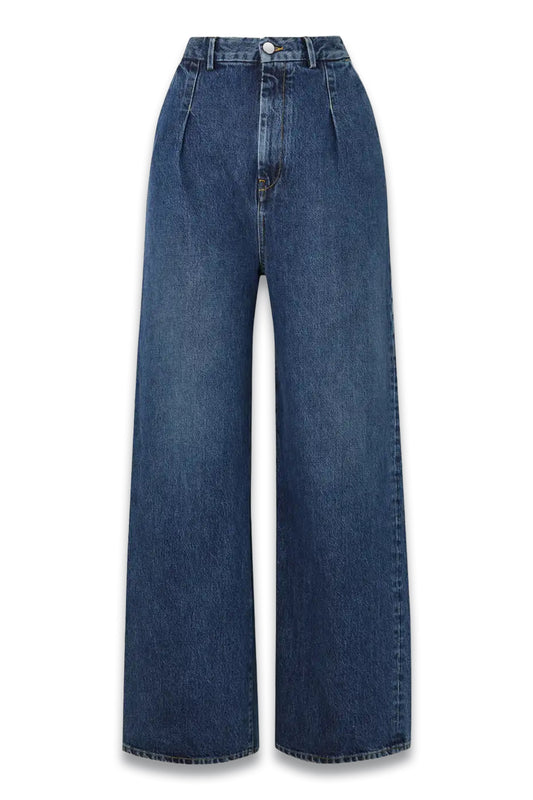 Attu Pleated Organic High-rise Wide-leg Jeans