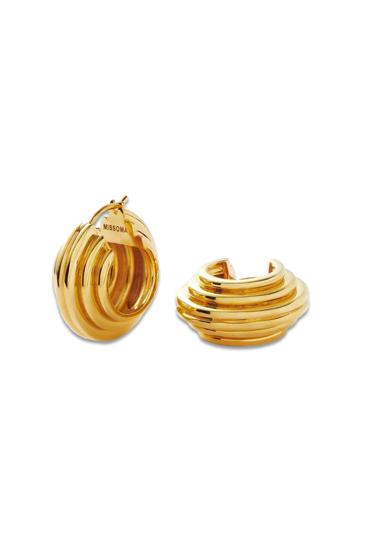 Lucy Williams Medium Chunky Ridge Hoop Earrings
