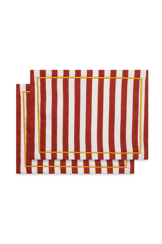 Set Of Two Printed Linen Placemats