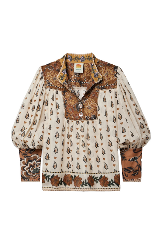 Lace-trimmed Printed Cotton-voile Blouse