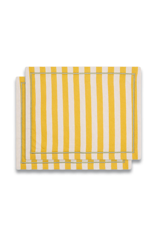 Set of Two Striped Linen Placemats