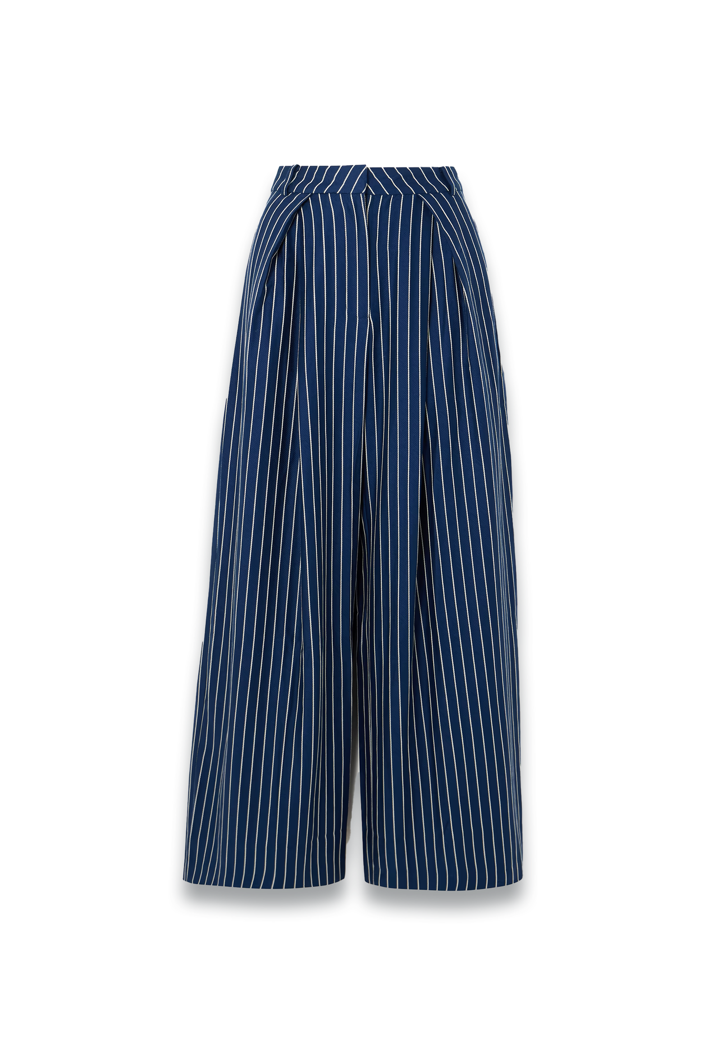 Lalia Pleated Striped Cotton-Blend Twill Wide-Leg Pants