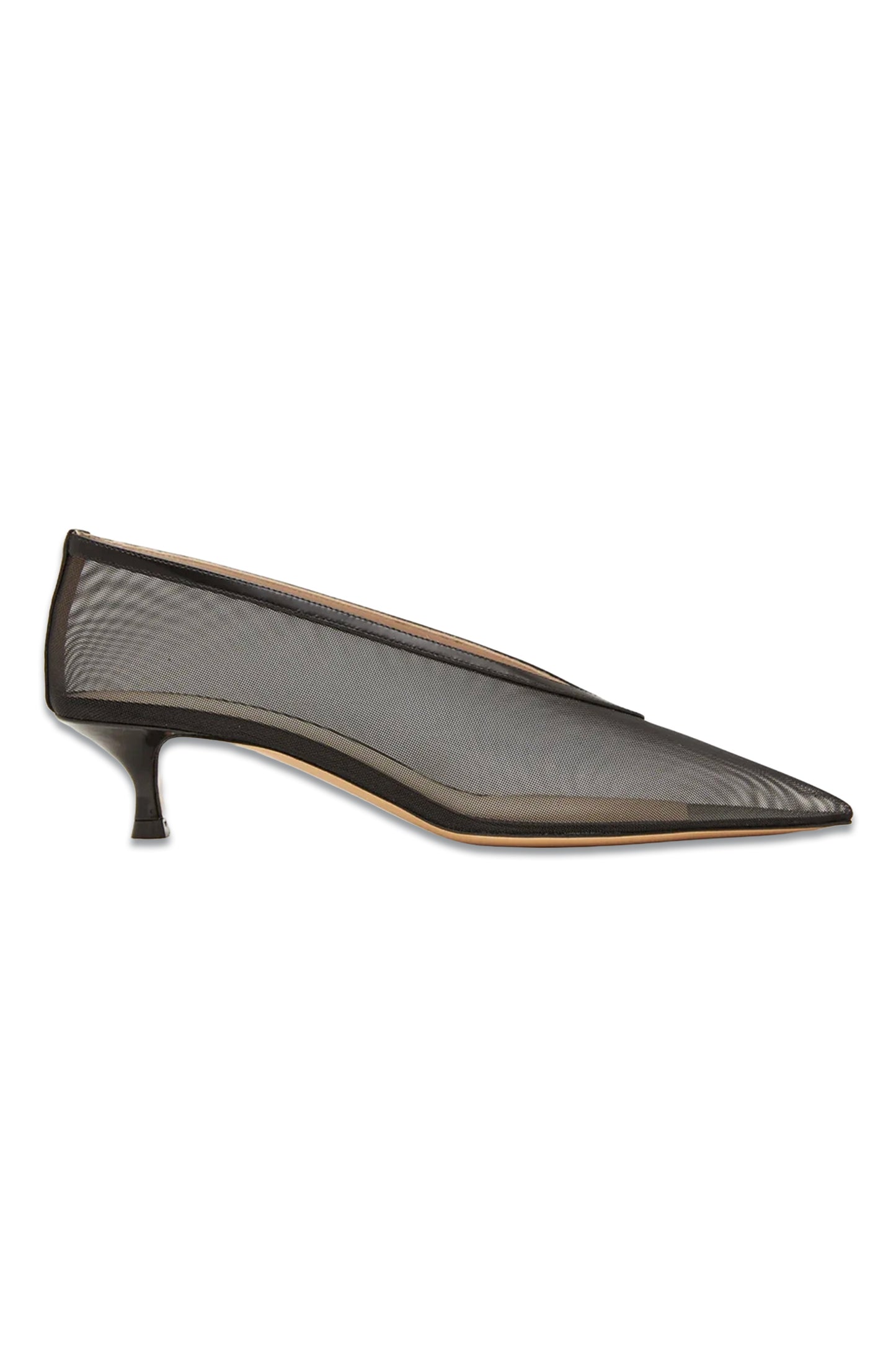 Black Mesh Kitten Heel