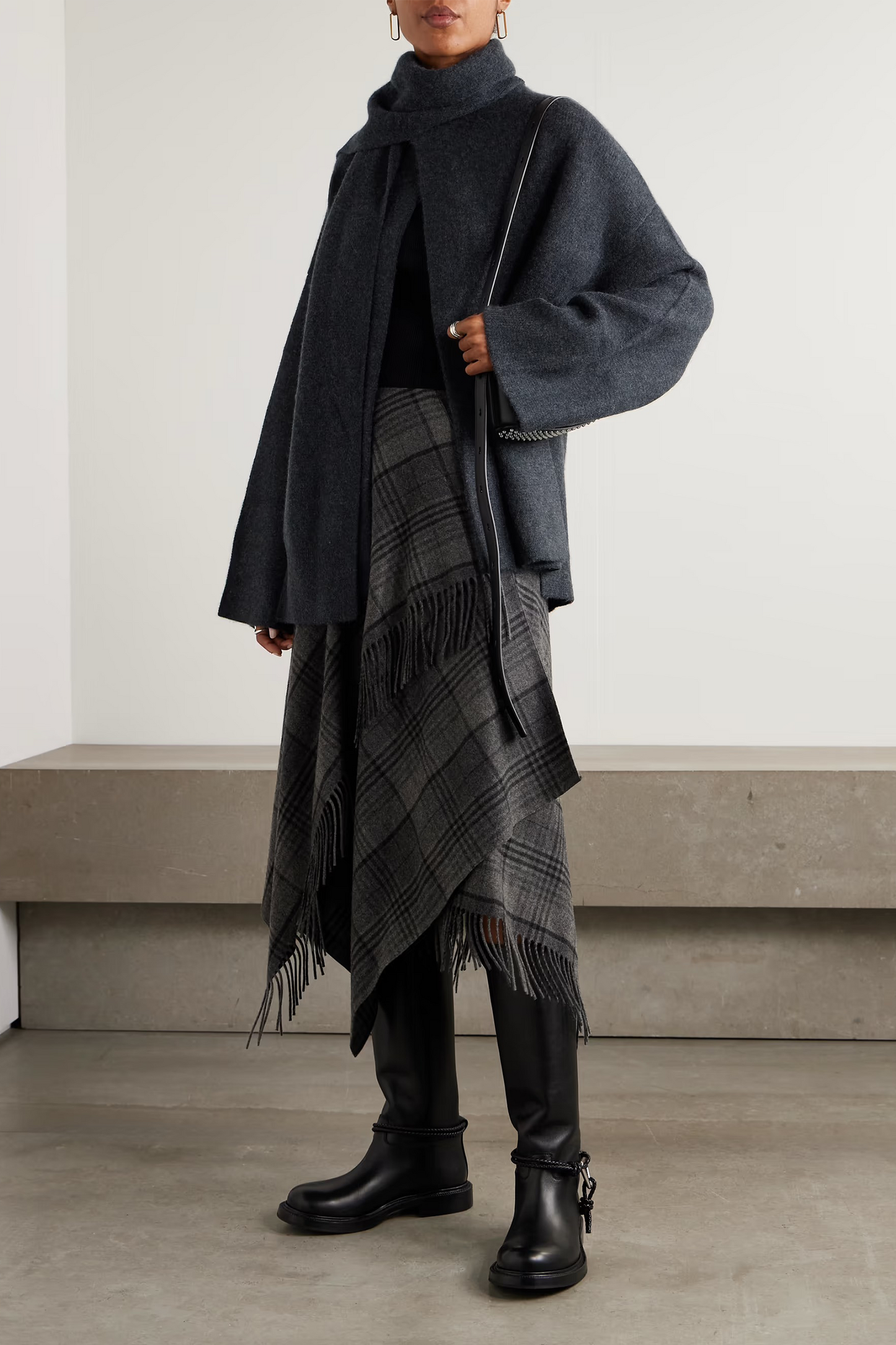 Spain Scarf-effect Organic Cashmere Cardigan