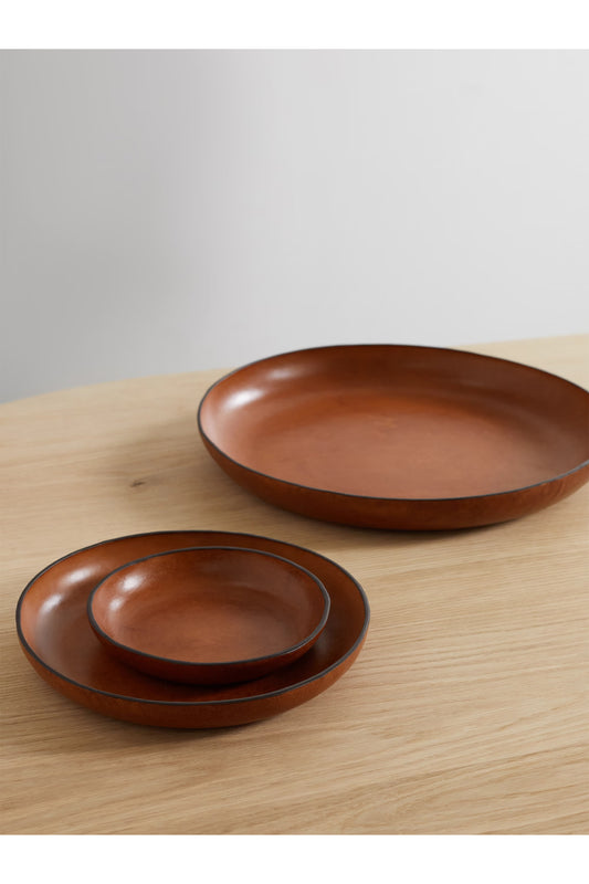 Set Of Three Leather Trays