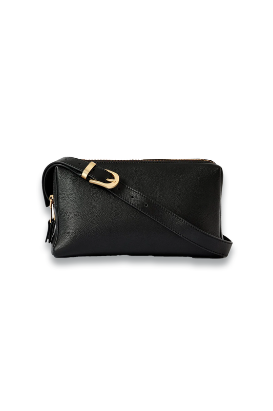 Safi Black Leather Shoulder Bag