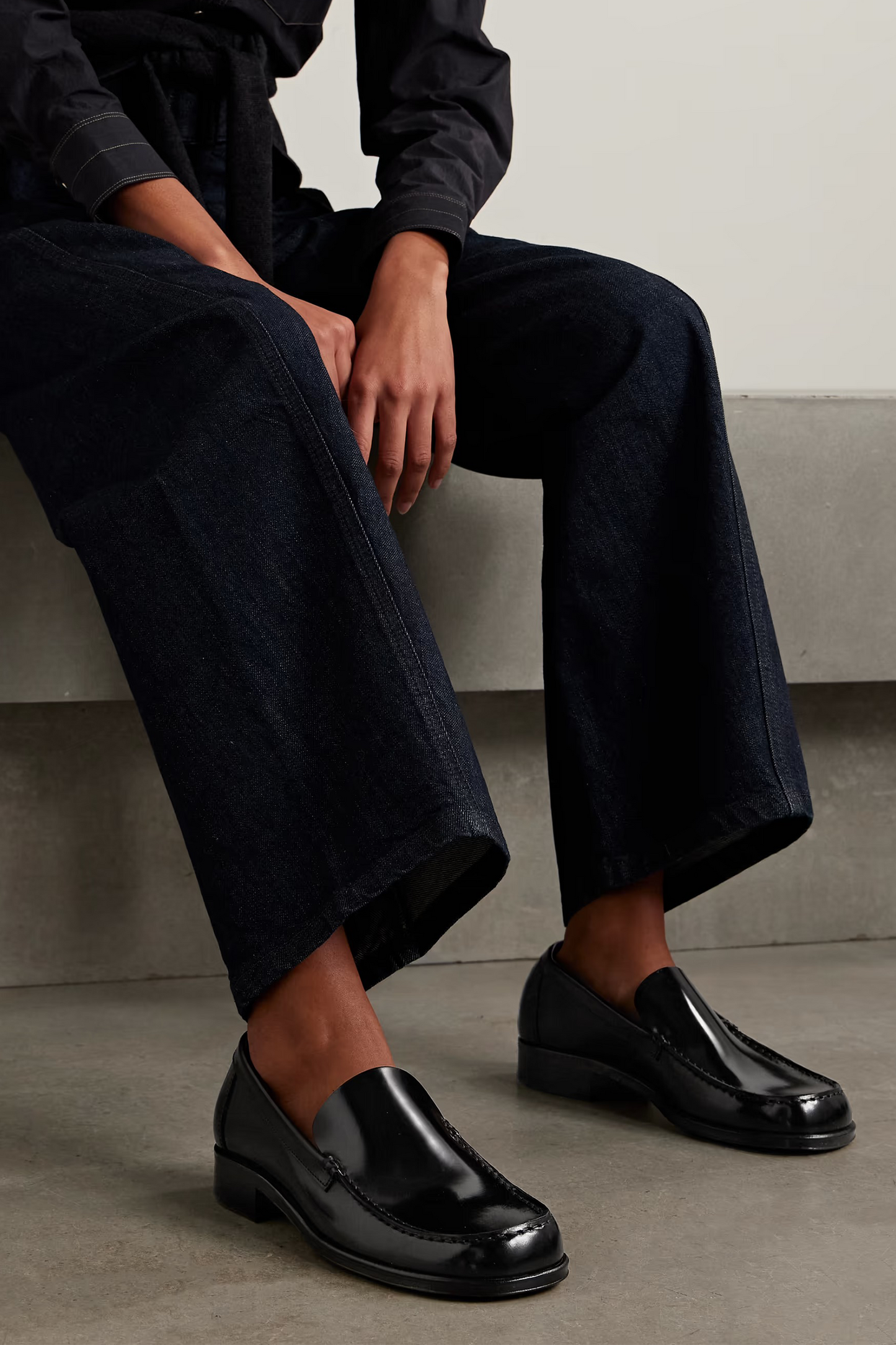 Glossed Leather Loafers