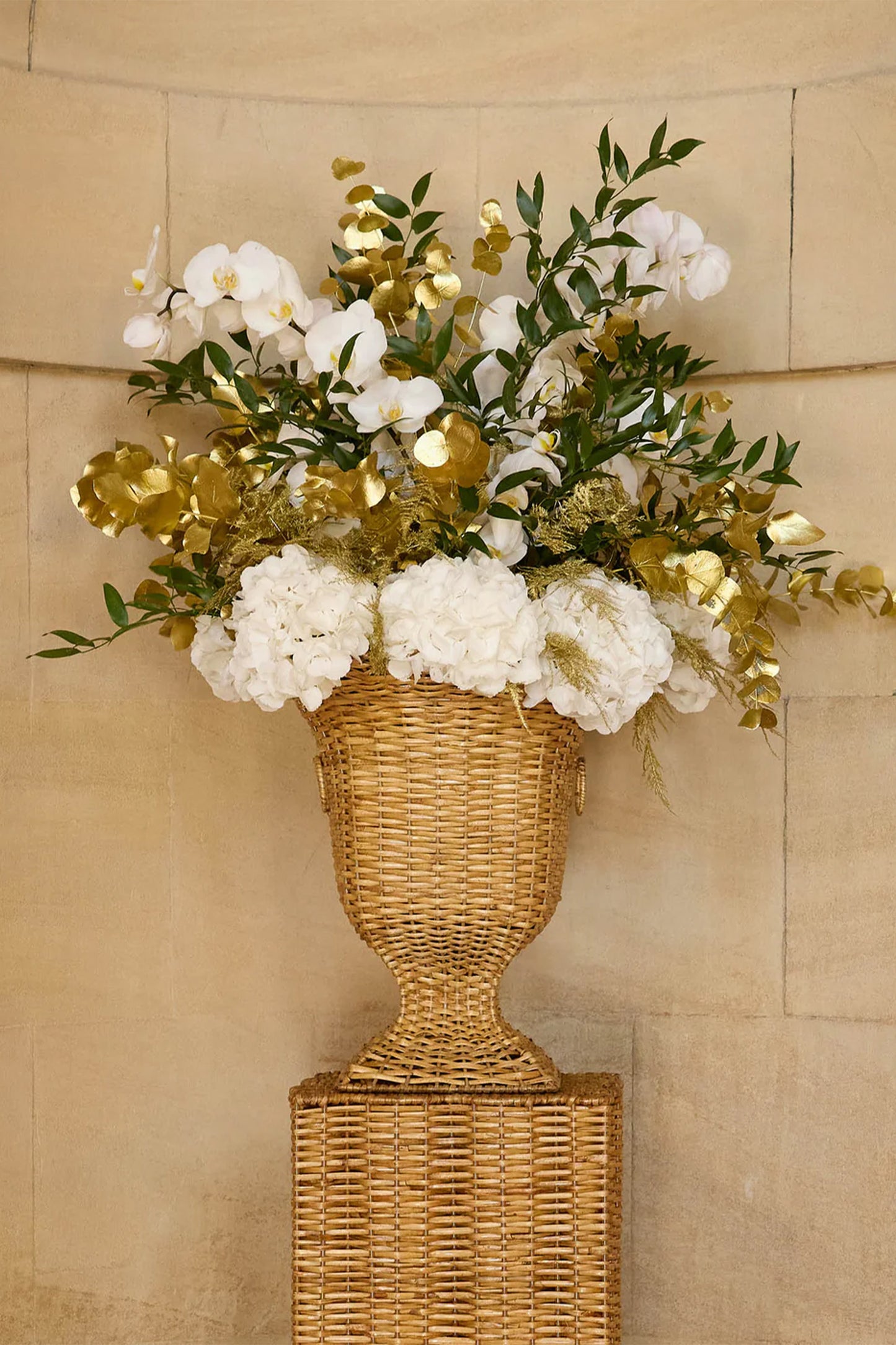 Liliana Scalloped Rattan Urn