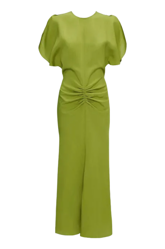 Ruched Crepe Midi Dress