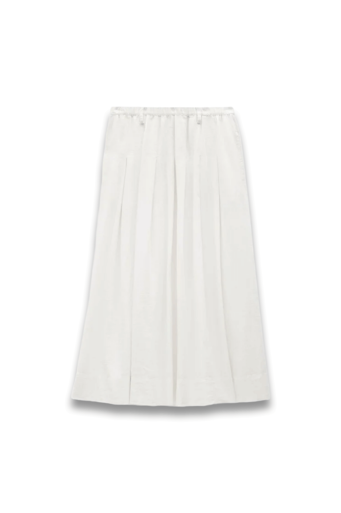 Ivy Pleated Linen Blend Midi Skirt in Off White