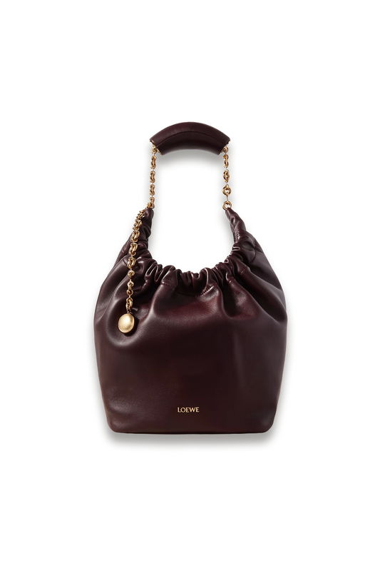 Squeeze Small Chain-Embellished Gathered Leather Shoulder Bag