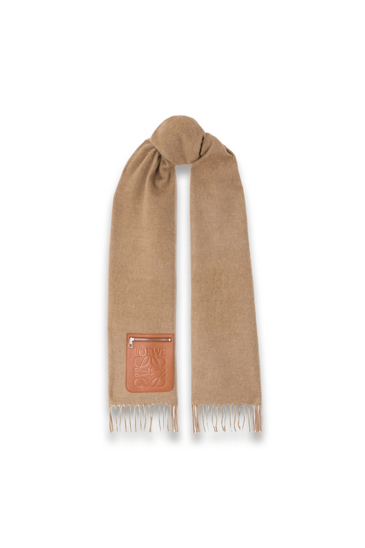 Leather-Trimmed Fringed Wool And Cashmere-Blend Scarf