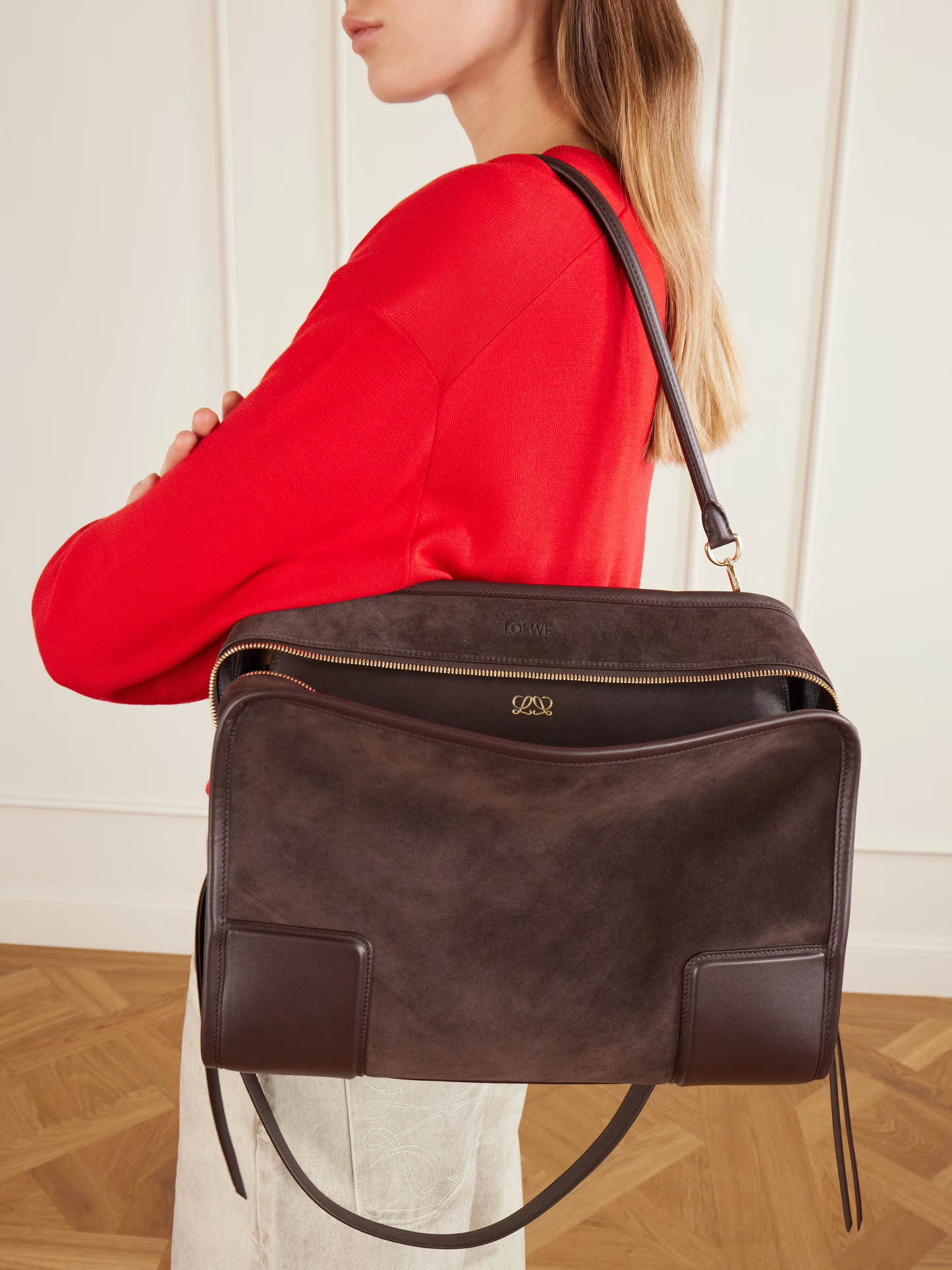 Amazona Leather-trimmed Suede Tote