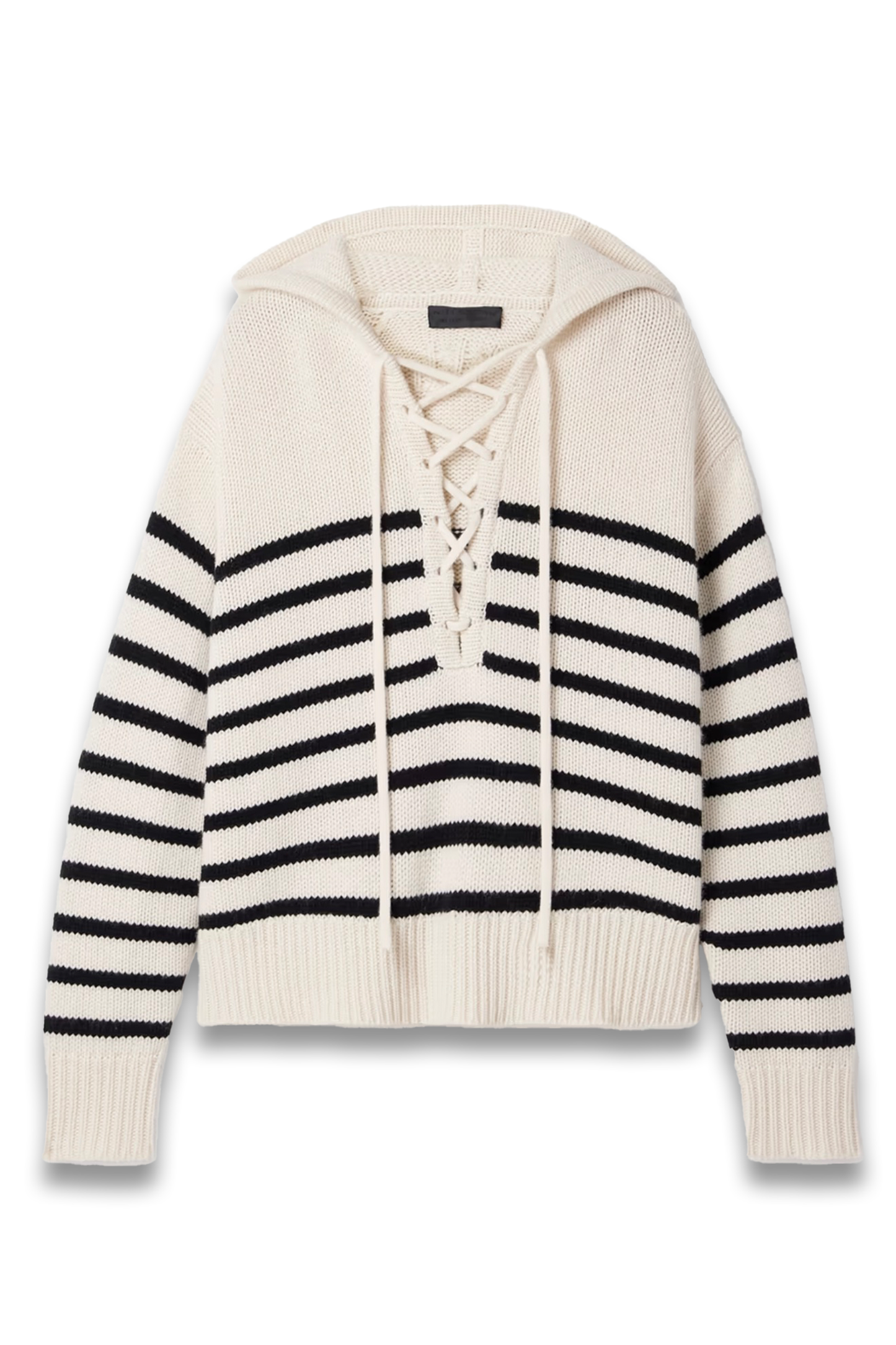 Noemi Lace-up Striped Cashmere Hoodie