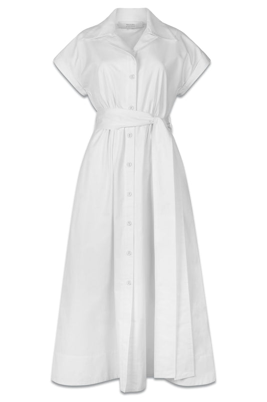 Lucy Shirt Dress With Wide Lapel In White