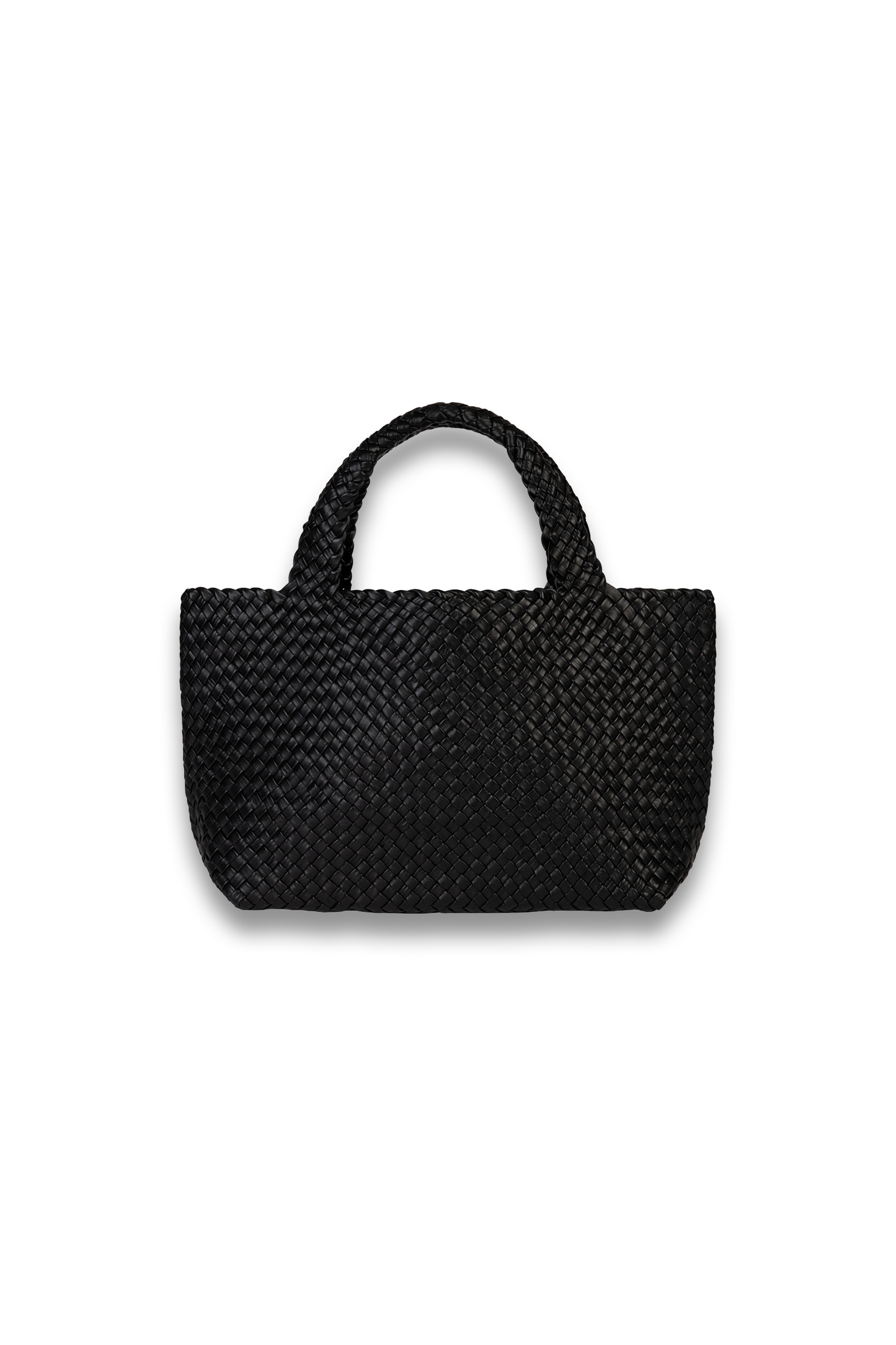 Lusso Woven Handbag: Black Leather