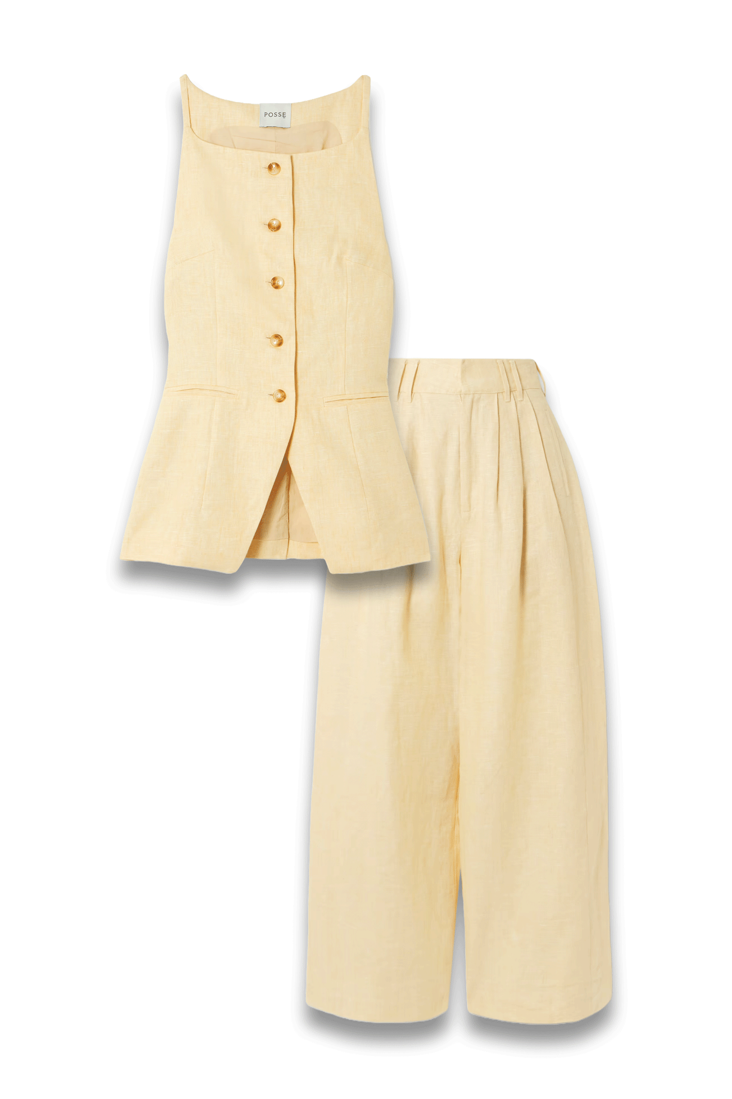 Nancy Linen Vest and Parker Pleated Wide-Leg Pants
