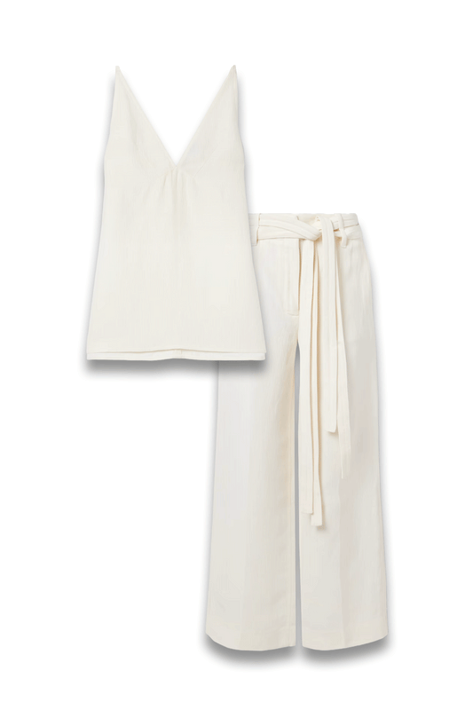 Mitchell Cloqué Camisole and Maggi Belted Wide-Leg Pants