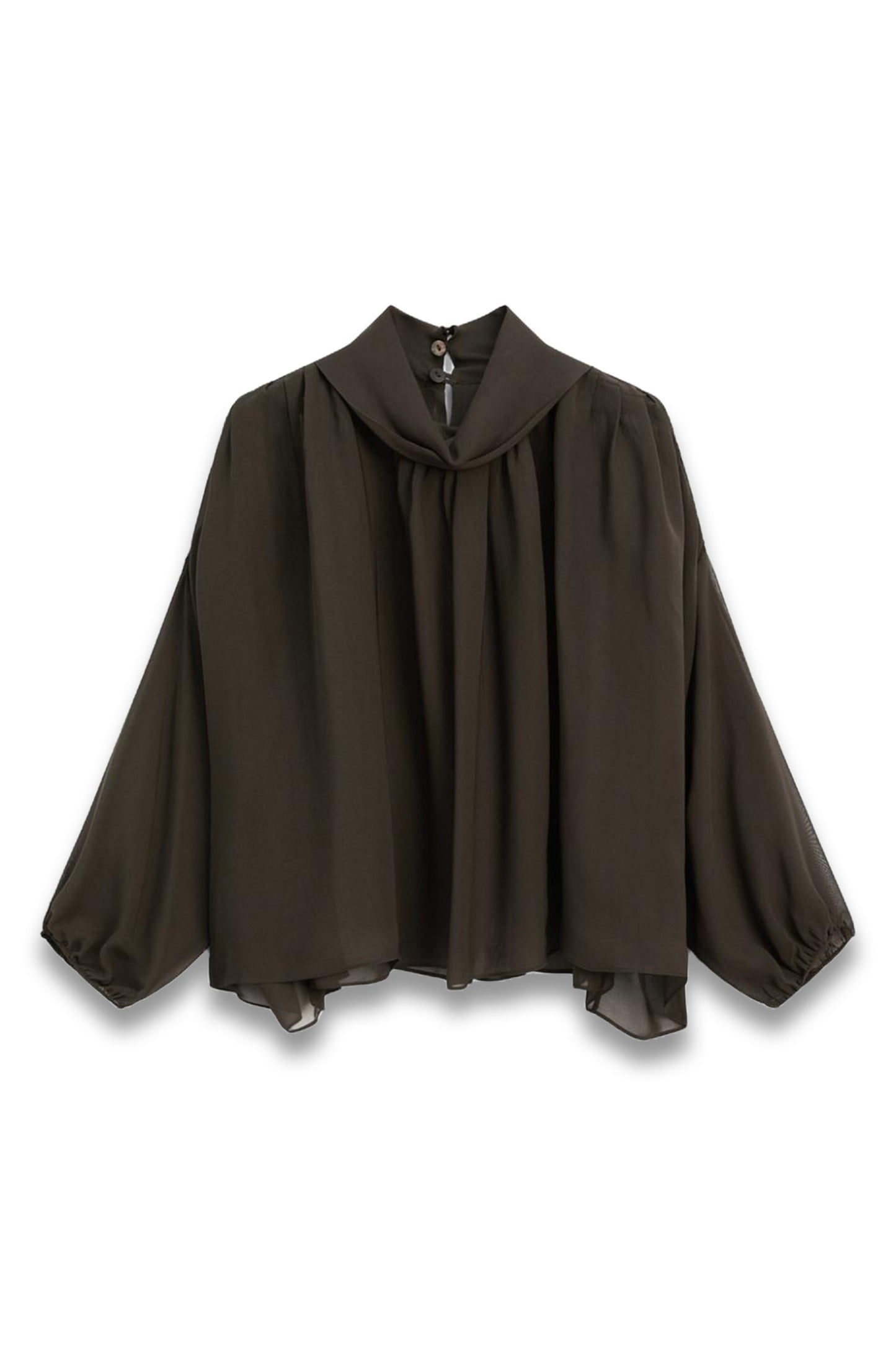 Voluminous Flowing Blouse with Button Details