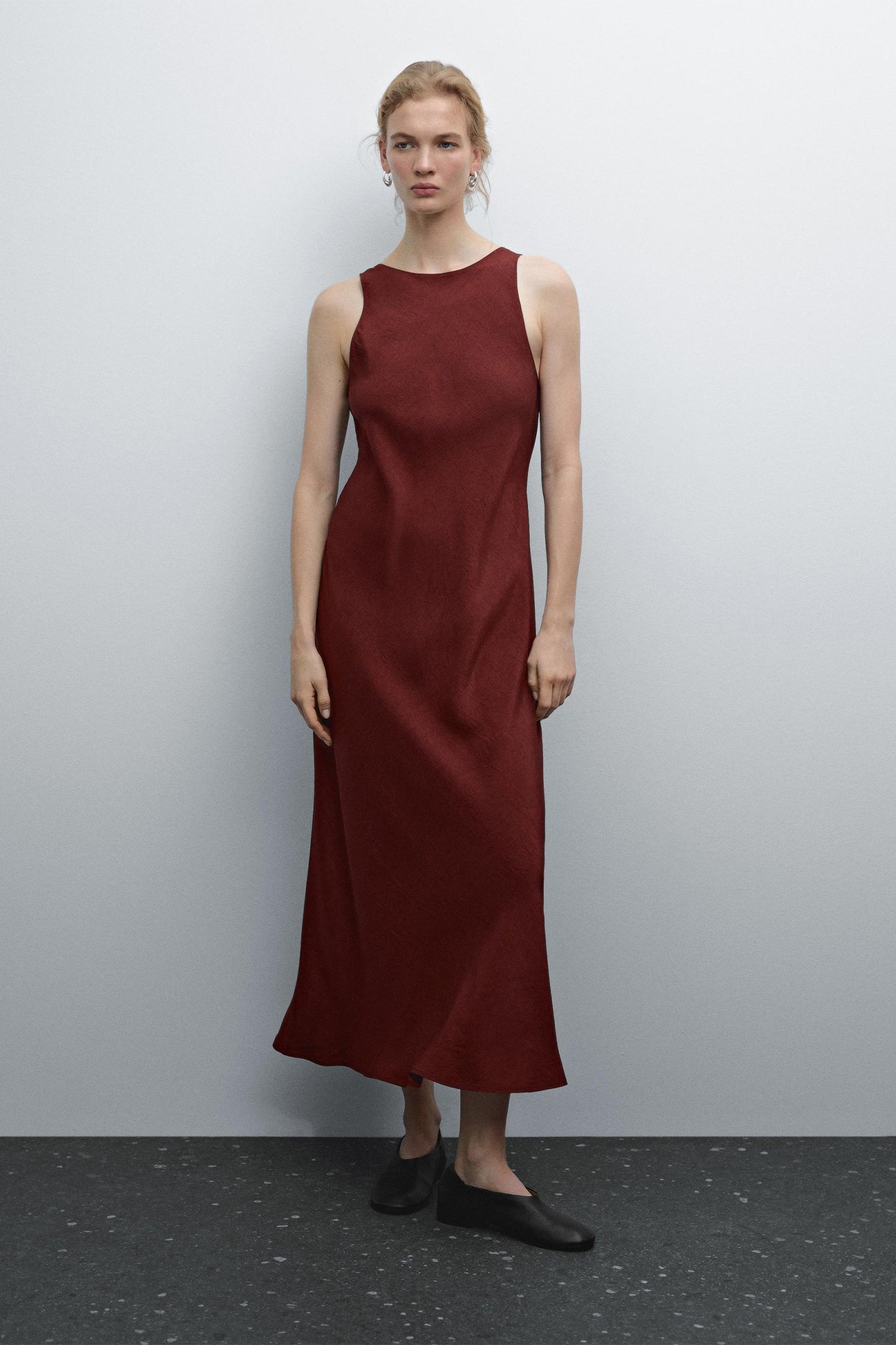 Satin Halterneck Midi Dress