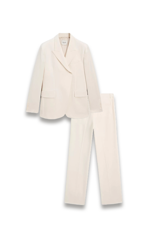 Wool Blend Crossover Blazer And Trousers With Double Darts
