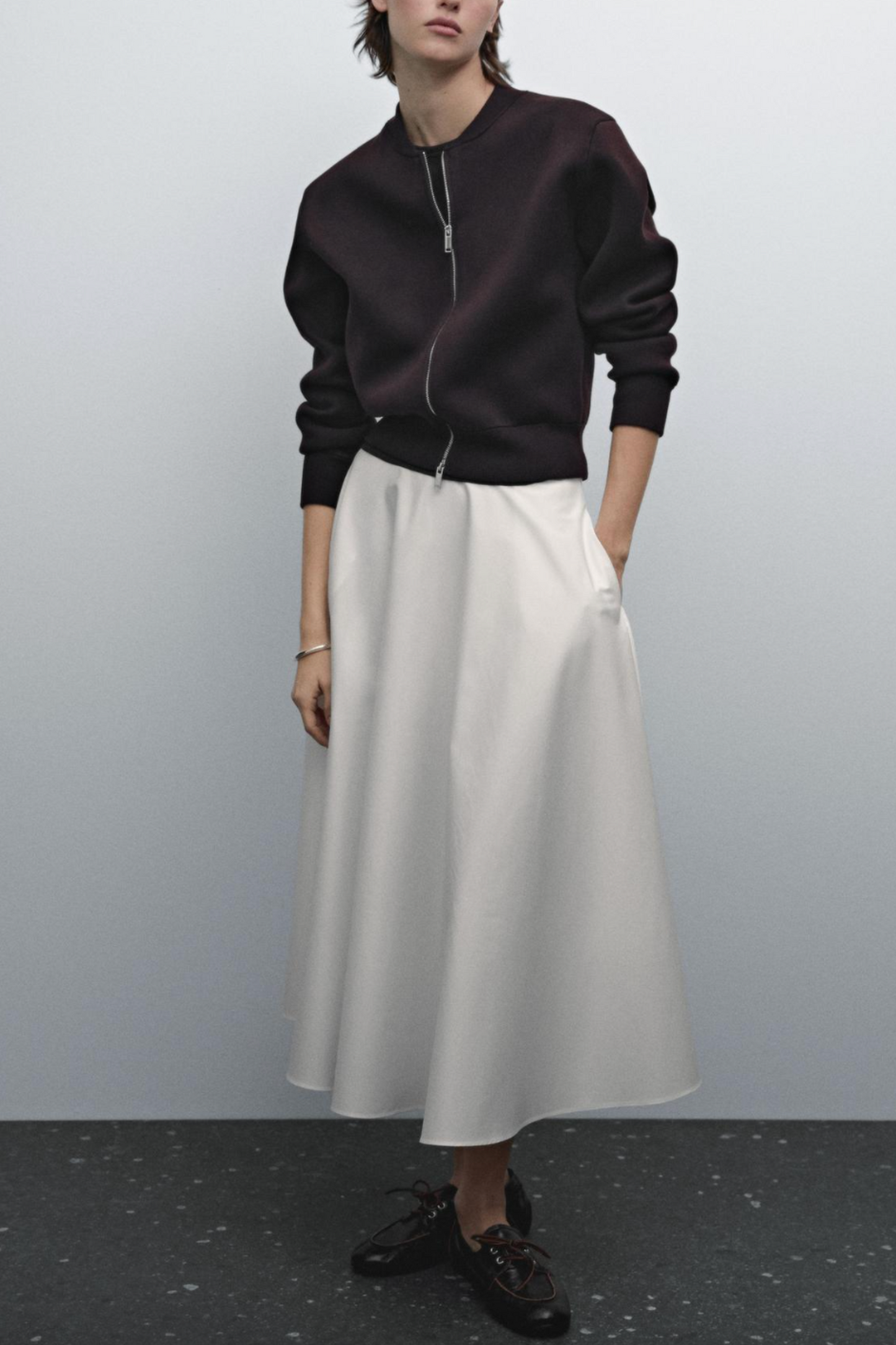 Poplin Midi Skirt with Cotton