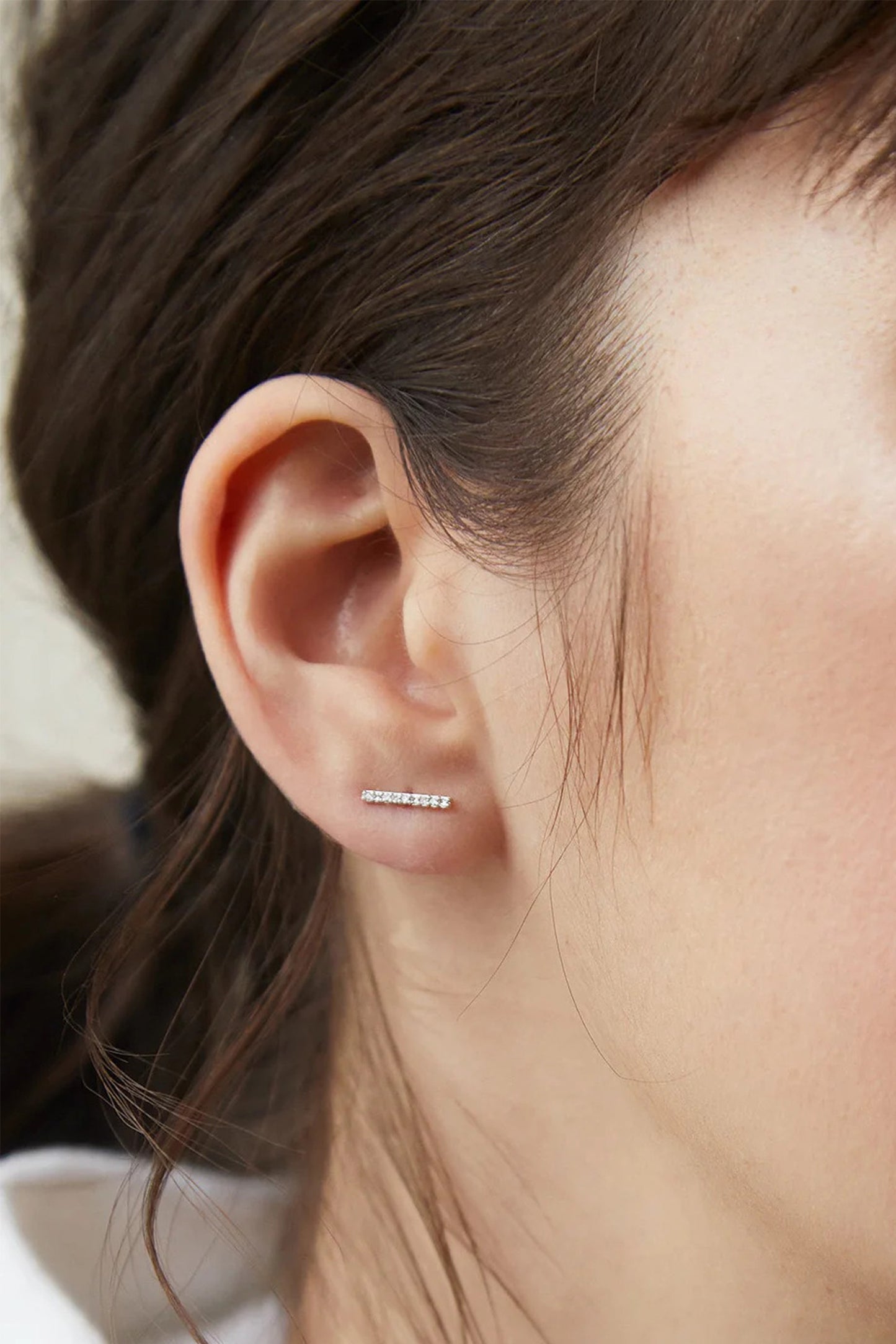 Pavé Diamonds Long Bar Studs