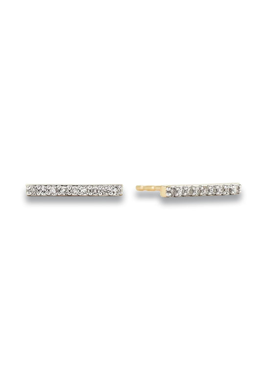 Pavé Diamonds Long Bar Studs
