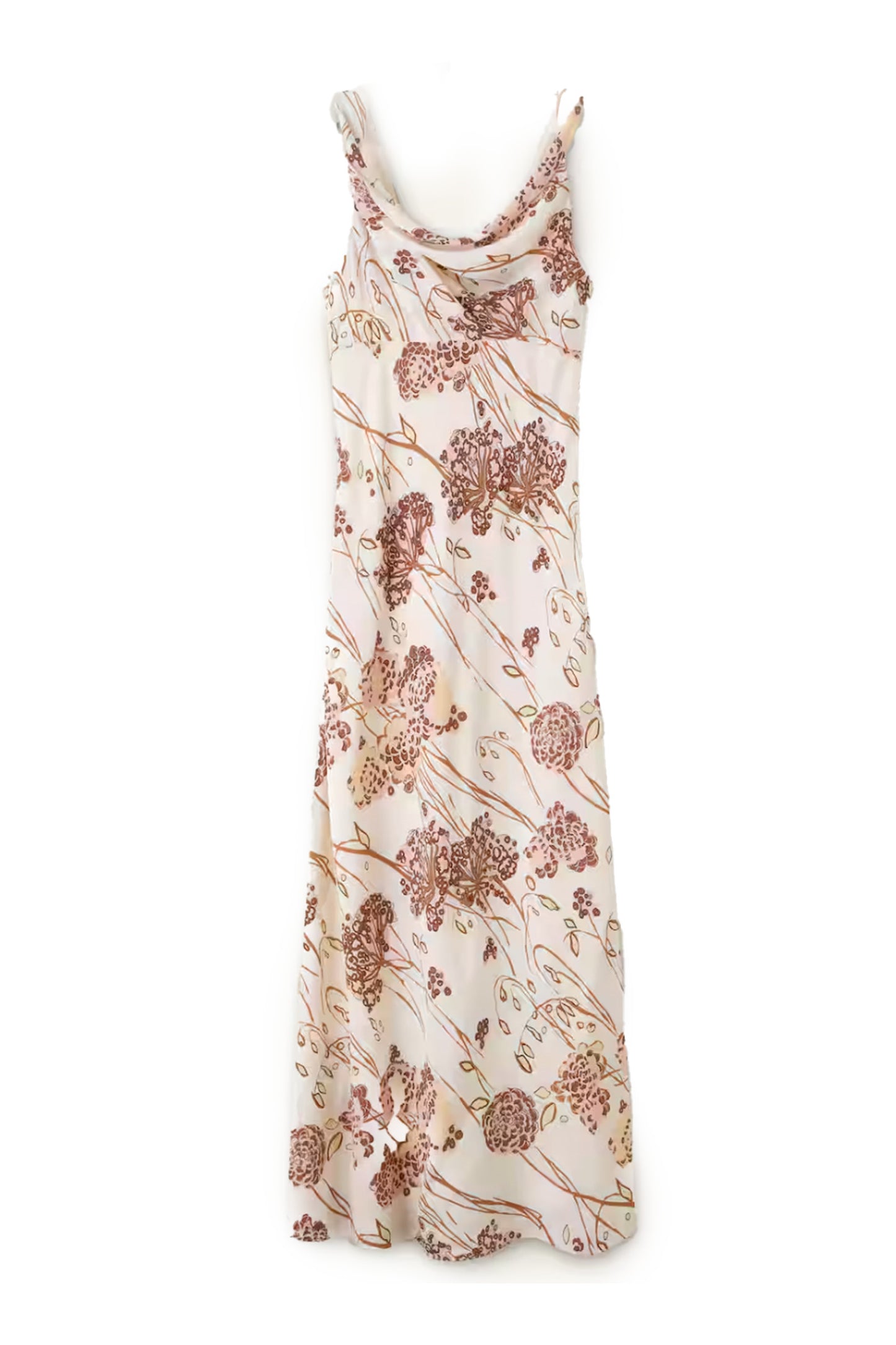 Hydrangea Print Bias Cut Full-Length Dress