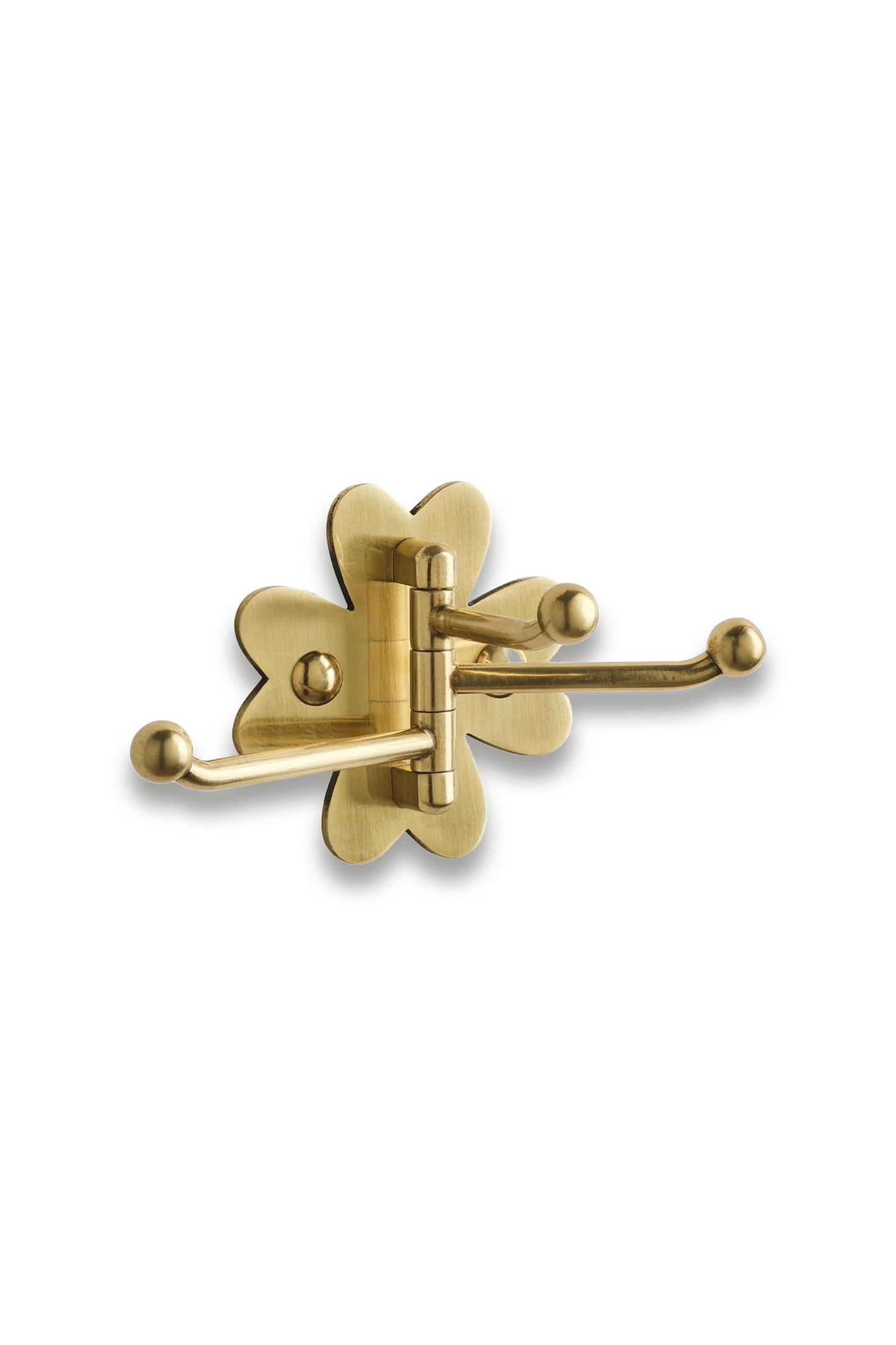 Clover Swing Arm Hook Aged Brass