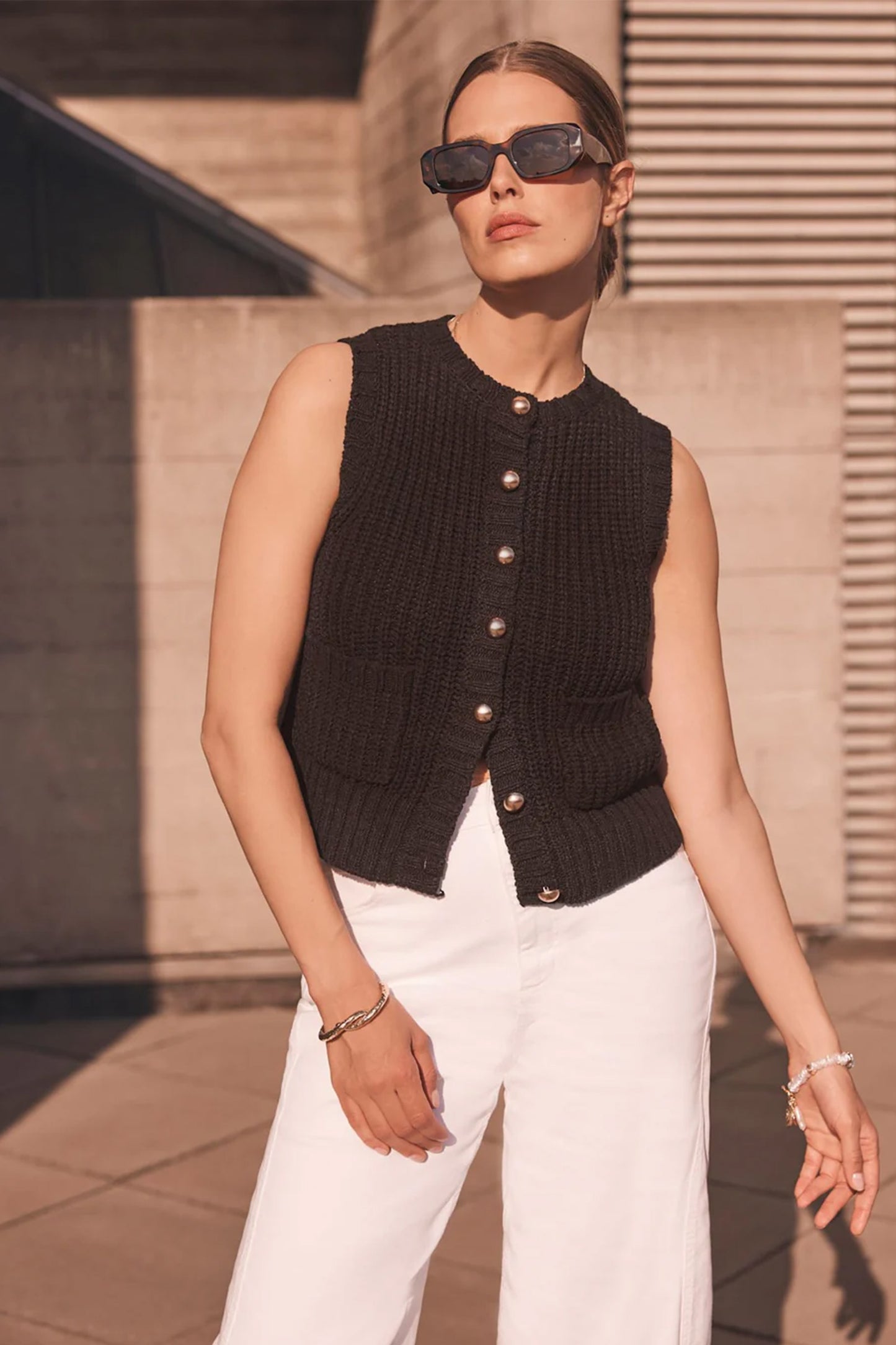 Brown Chunky Knit Waistcoat