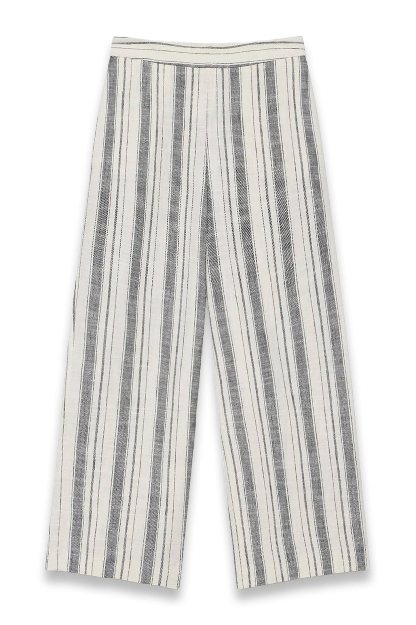 Blue Cotton Striped Wide Trousers