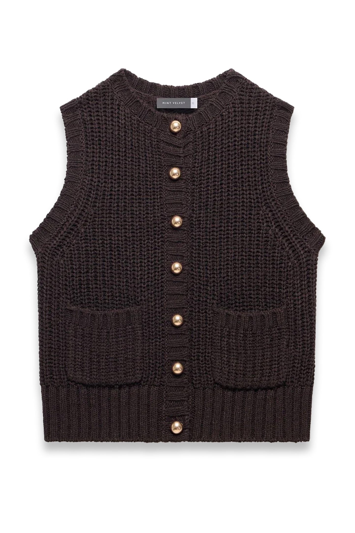 Brown Chunky Knit Waistcoat
