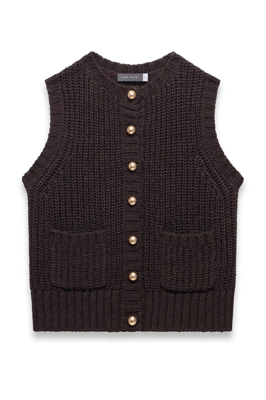 Brown Chunky Knit Waistcoat