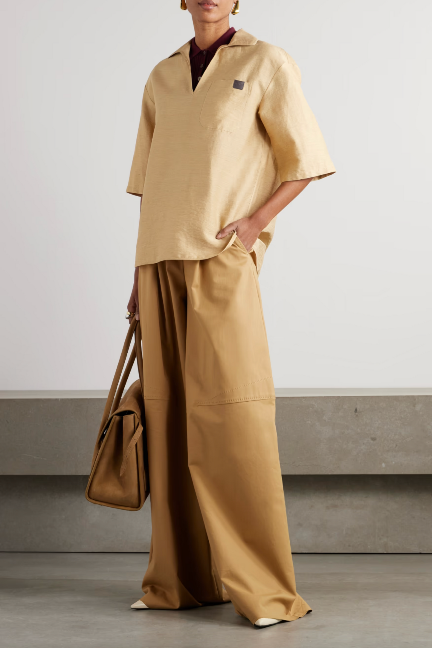 Osiride Oversized Appliquéd Woven Shirt
